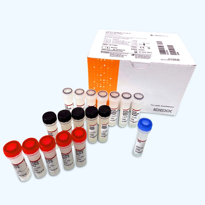 OPTI SARS-CoV-2 RT-PCR Test (99-57004) for detection of SARS-CoV-2 viral RNA in individual samples or pools up to 5 samples - 500 reactions kit box and vials