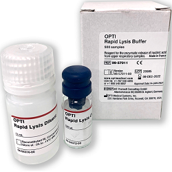 OPTI Rapid Lysis Buffer (99-58020) for extraction-free sample preparation prior to detection of SARS-CoV-2 viral RNA with RT-PCR - 500 samples kit box with diluent and concentrate bottles
